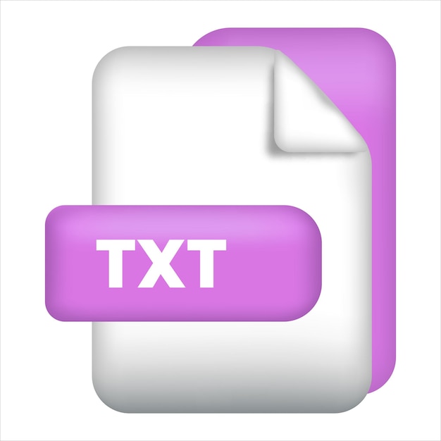 Vector txt file format icon txt file format 3d render icon txt file format document color icon vector