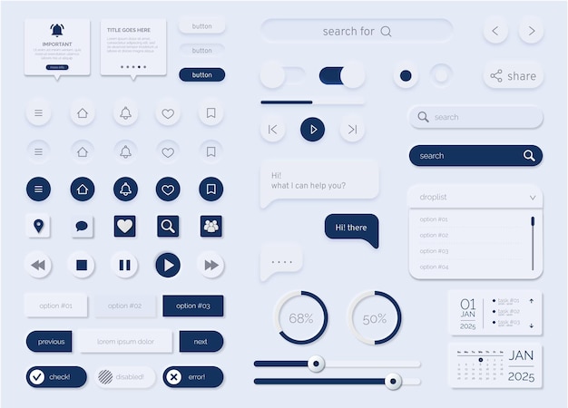 Vector ui kit elements minimal graphics resources for modern user interface design
