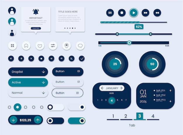 Vector ui kit elements minimal graphics resources for modern user interface design