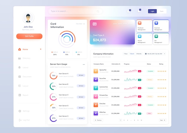 Vector ui ux infographic dashboard ui design with graphs charts and diagrams web interface template