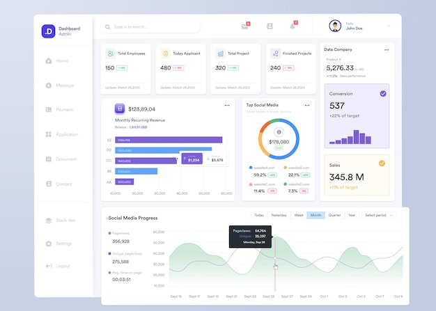 Vector ui ux infographic dashboard ui design with graphs charts and diagrams web interface template