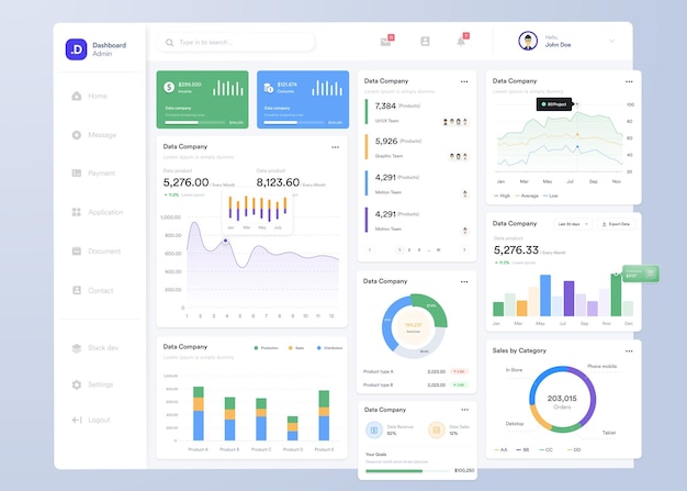 Vector ui ux infographic dashboard ui design with graphs charts and diagrams web interface template