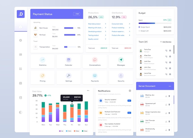 Vector ui ux infographic dashboard ui design with graphs charts and diagrams web interface template