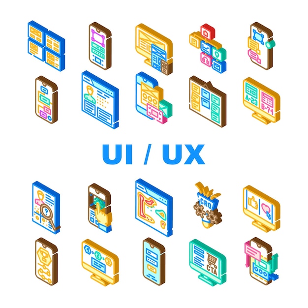 Vector ui ux web interface app icons set vector