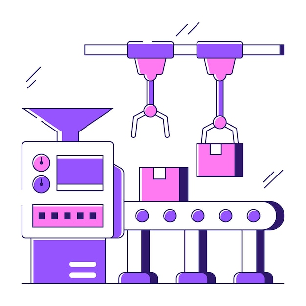 Vector a unique design icon of automated production line
