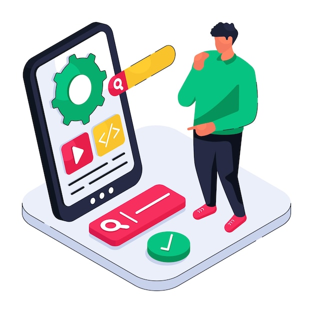 Vector a unique design illustration of mobile development