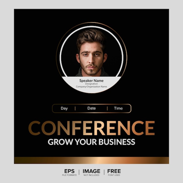 Vector unique golden speaker poster design for conference