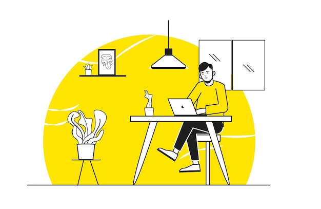 Vector unique illustration of work from home