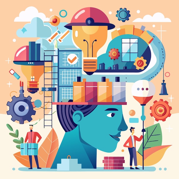 Vector unlocking potential creative thinking for innovation growth