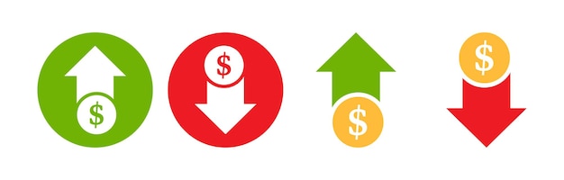 Vector up and down dollar arrow vector icon dollar increase decrease icon in flat style