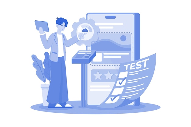 Vector usability testing illustration concept on white background