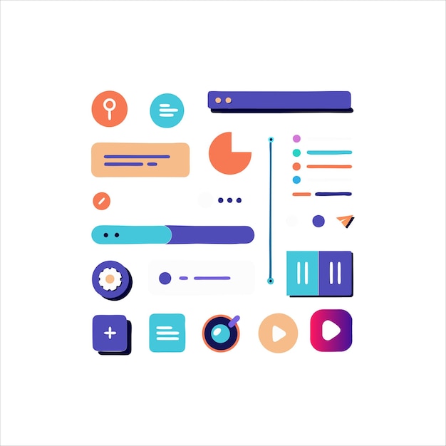 Vector use interface icon set buttons sliders and web elements for modern ui ux design