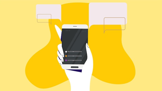 Vector user interaction with a touch screen mobile illustration