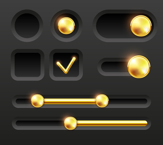 Vector user interface design elements toggle button radio button and checkbox vector set
