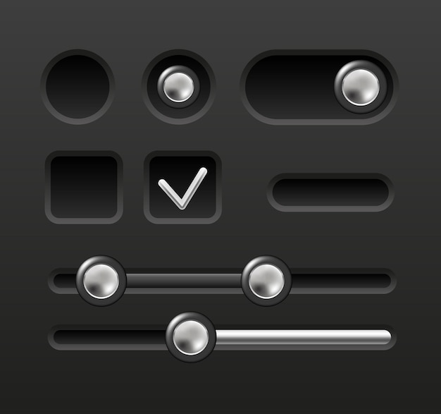Vector user interface design elements toggle button radio button and checkbox vector set