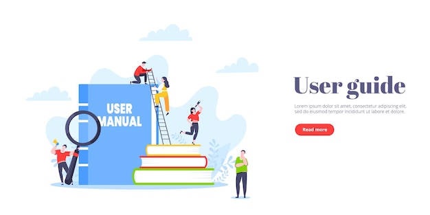 Vector user manual guide book flat style design vector illustration