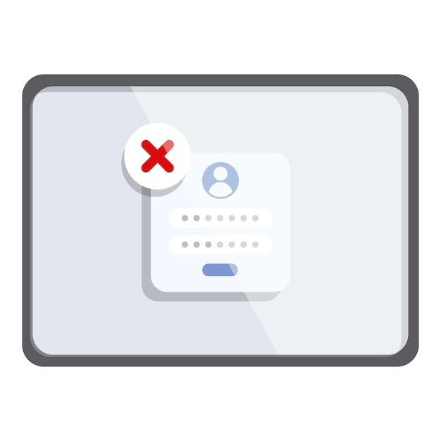 Vector user tablet denied access icon cartoon vector information error