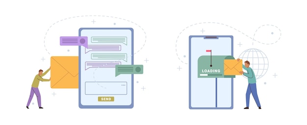 Vector users sending and receiving emails