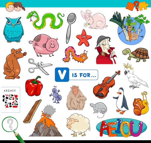 Vector v is for educational game for children