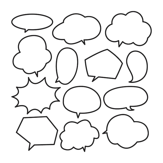 Vector various cute speech bubble doodle