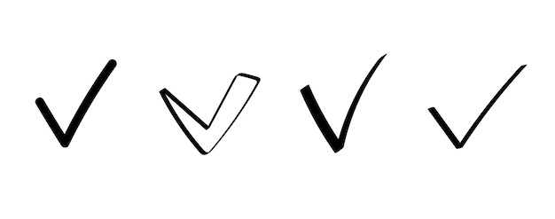 Vector various styles of check marks including sketchy hand drawn and minimal variations