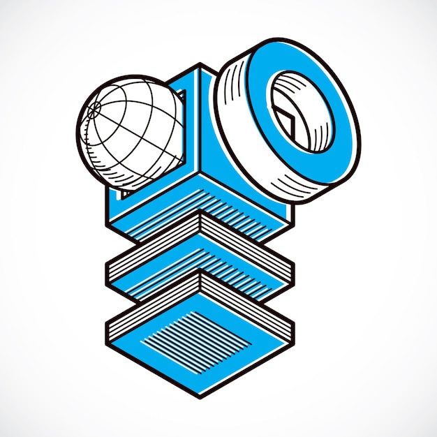 Vector vector abstract 3d geometric shape, polygonal figure.