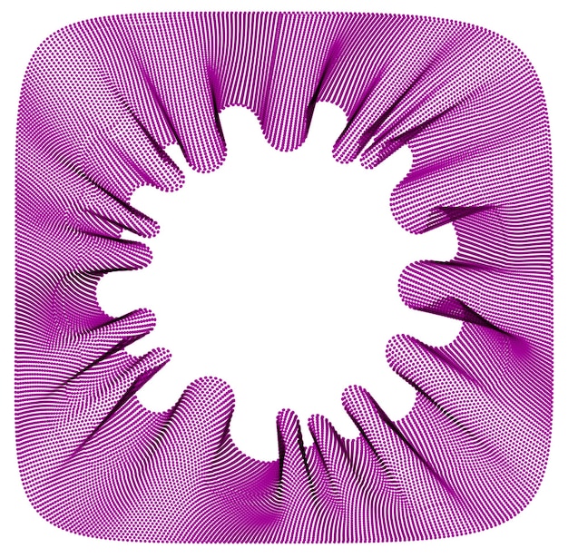 Vector vector abstract background with wave of flowing particles frame, smooth curve shape lines, particle array flow. 3d shape dots blended mesh, future technology useful border.