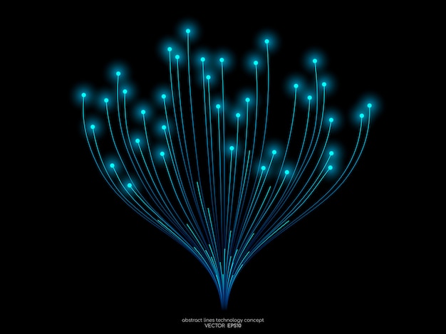 Vector vector abstract lines light blue and green colors on black background in concept technology, digital,.