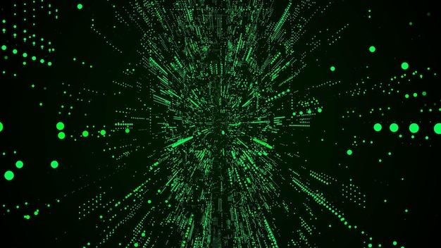 Vector vector abstract scifi tunnel digital database cyberspace decoding algorithms hacked software in funnel wormhole with cyber security from particles 3d portal