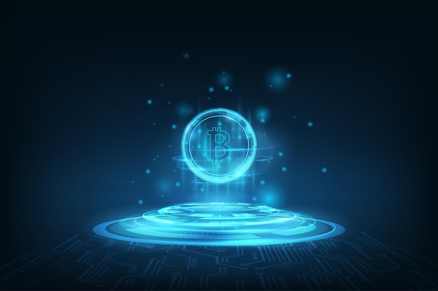 Vector vector abstract technology crypto bitcoin in futurist concept