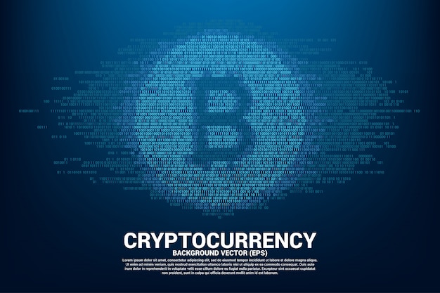 Vector vector bit coin symbol with one and zero binary code digit matrix style. 