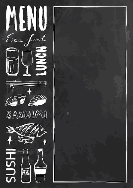 vector cafe menu template with empty space for text chalk vintage effect with food items