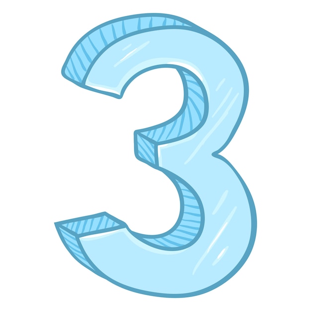 Vector vector cartoon illustration number tree the figure of 3