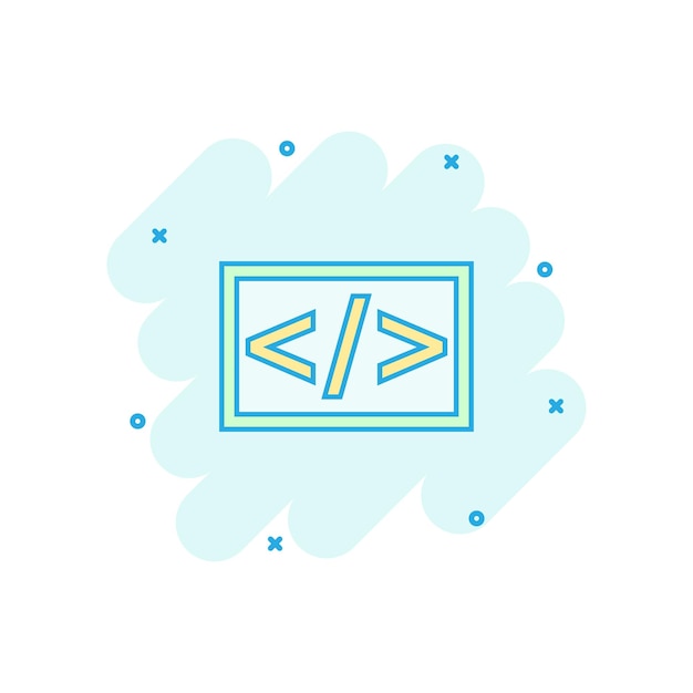 Vector vector cartoon open source icon in comic style api programming concept illustration pictogram programmer technology business splash effect concept