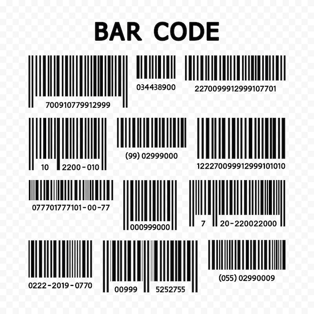 Vector vector collection of barcodesuniversal code for scanning a product or item