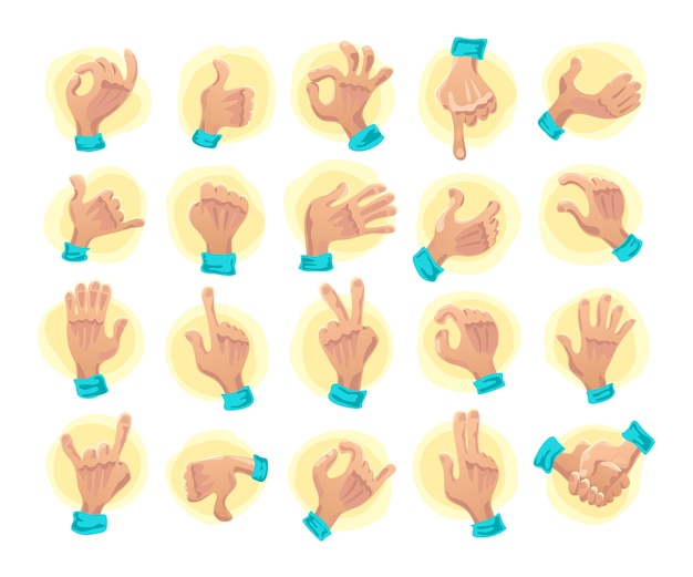 Vector vector collection of flat hand symbols isolated