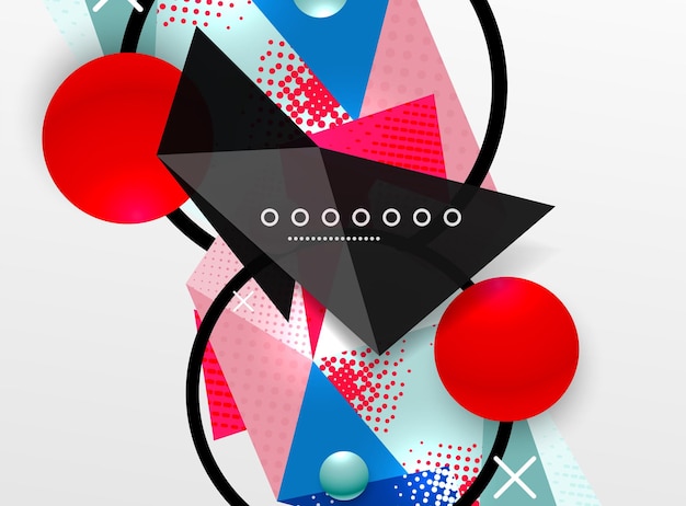 Vector vector color geometric abstract composition triangular and polygonal design elements digital techno background