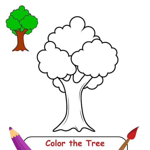 Vector vector coloring book for kids, tree vector graphics