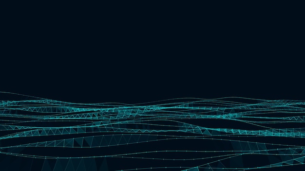 Vector vector cyber network connection background abstract connecting dots and lines molecular background with dna big data visualization