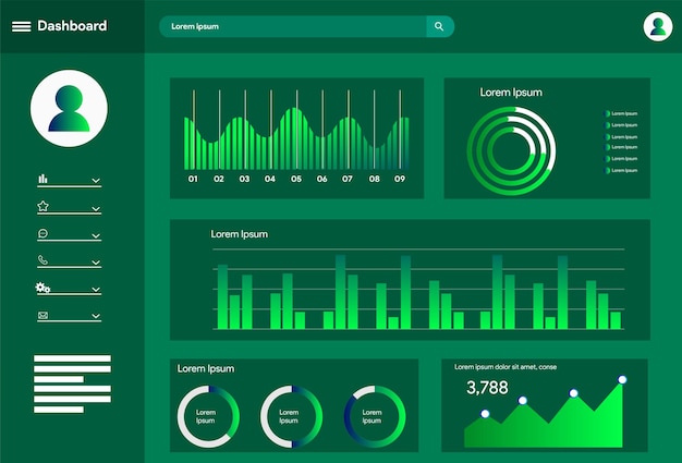 Vector vector dashboard user panel template vactor ui ux elements vactor analytics