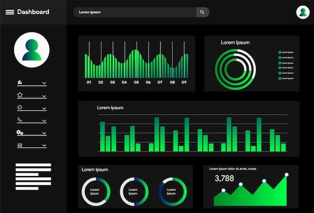 Vector vector dashboard user panel template vactor ui ux elements vactor analytics