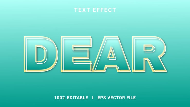 Vector dear 3d editable text effect