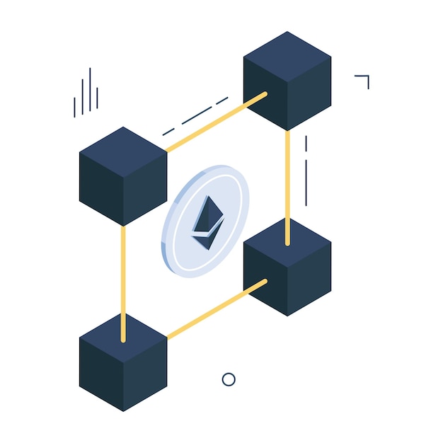 Vector vector design of blockchain isometric icon