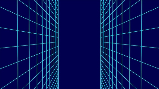 Vector vector double perspective grid on blue background digital cyberspace network connection structure abstract mesh background