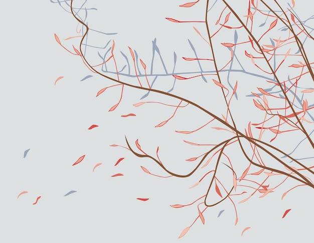 Vector vector drawing of tree branches in fall season