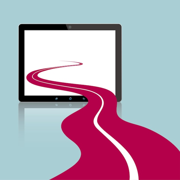 Vector vector drawn electronic devices, isolated on blue background.