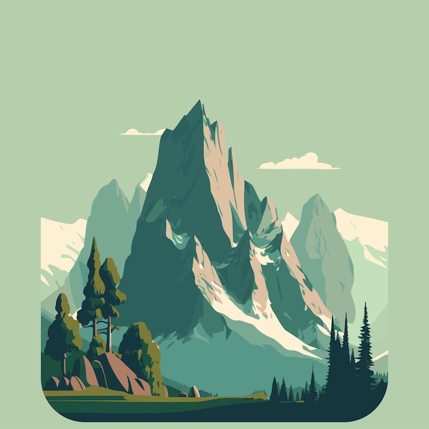 Vector vector flat illustration of mountain with valley view