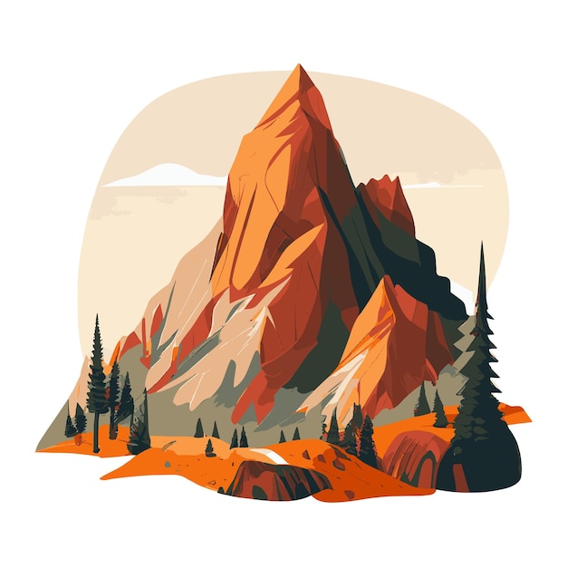 Vector vector flat illustration of mountain with valley view