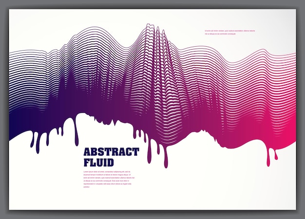 Vector vector fluid flow wavy abstract background. 3d colorful gradient motion art. lined texture, dynamic surface, curve lines, flow shape.