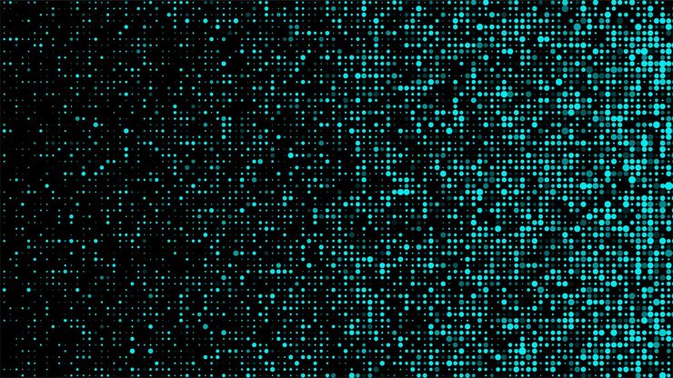 Vector glitch texture background Abstract halftone with noise effect and dots Screen with matrix or binary code